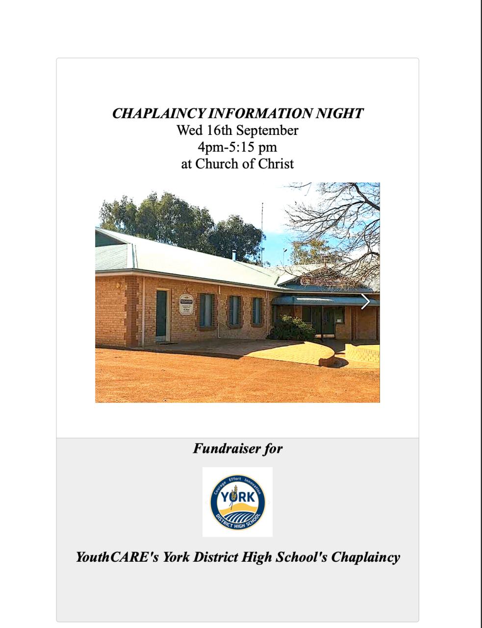 Chaplaincy Information Night