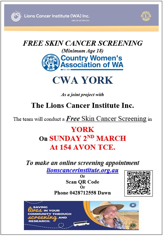 Free Cancer Screening @ York CWA