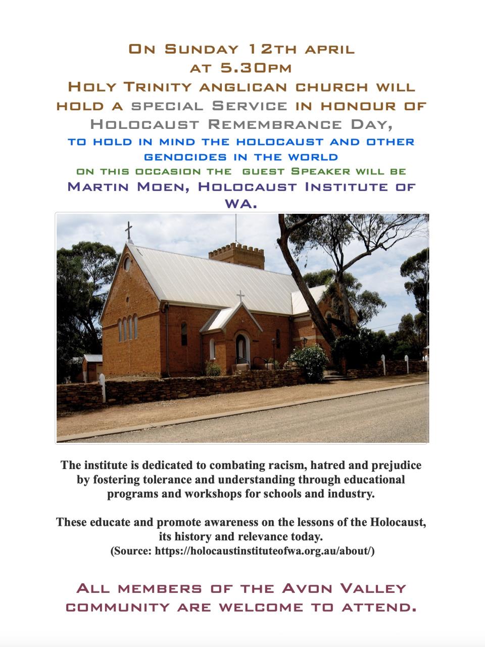 Special Service at Holy Trinity Church in Honour of Holocaust Remembrance